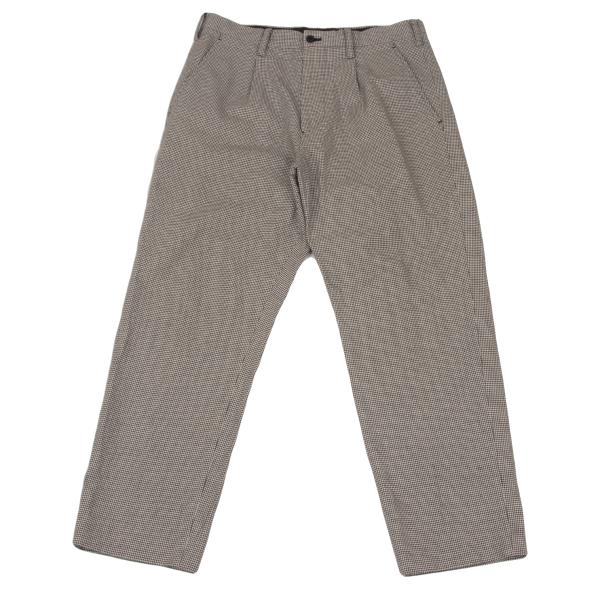【中古】 ヨウジヤマモト プールオムYohji Yamamoto POUR HOMME コットンハウンドトゥースタックパンツ 黒オフ2【メンズ】