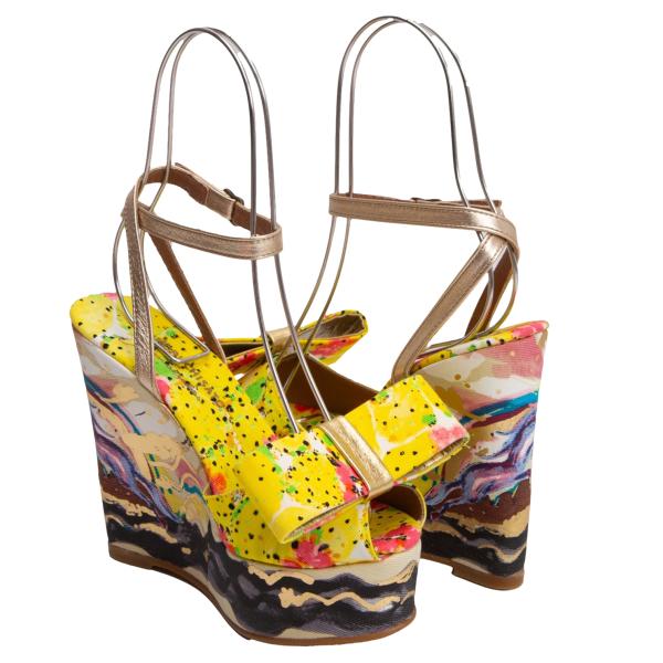 【中古】 ツモリチサトTSUMORI CHISATO×gamio espadrilles ファンタジープリントウェッジソールヒール..