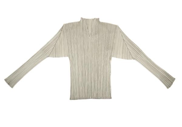 【中古】 プリーツプリーズPLEATS PLEASE カッティングデザインプリーツセットアップ グレージュ3 2【レディース】