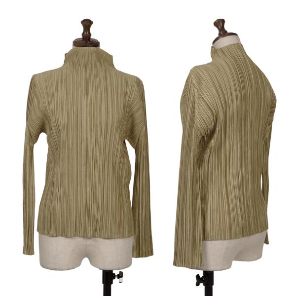 【中古】 プリーツプリーズPLEATS PLEASE 光沢プリーツハイネックカットソー ゴールド3【レディース】(4)