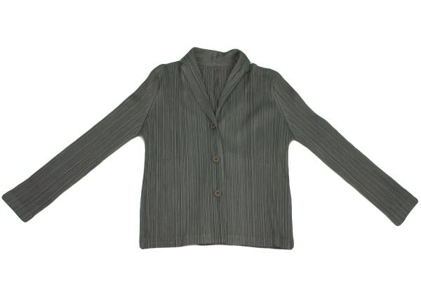 【中古】 プリーツプリーズPLEATS PLEASE プリーツジャケット アッシュグリーン3【レディース】