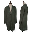 【中古】 プリーツプリーズPLEATS PLEASE ダブルカラープリーツロングジャケット カーキ3【レディース】(4)