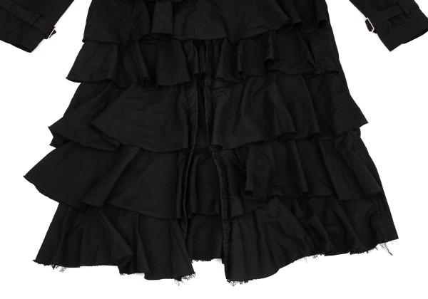 【中古】 コムデギャルソン オムプリュスCOMME des GARCONS HOMME PLUS エステルバックフリルデザイントレンチコート 黒S【メンズ】