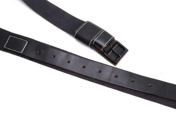 【中古】 ミハラヤスヒロMIHARA YASUHIRO レザー切替キャンバスベルト 黒S【レディース】