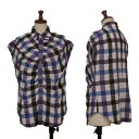 【中古】 ワイズY's ブロックチェックギャザーフロントブラウス 白紫他2【レディース】