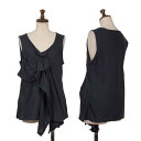 【中古】 ヨウジヤマモトファムYohji Yamamoto FEMME コットン切替ドレープデザインノースリーブトップス 紺1【レディース】(4)