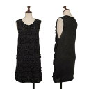 【中古】 コムデギャルソンCOMME des GARCON テーピングフラワー装飾グリッターノースリーブニットチュニック 黒S【レディース】