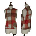 【中古】 プリーツプリーズPLEATS PLEASE チェックプリーツノースリーブシャツ 赤茶他3【レディース】(4)