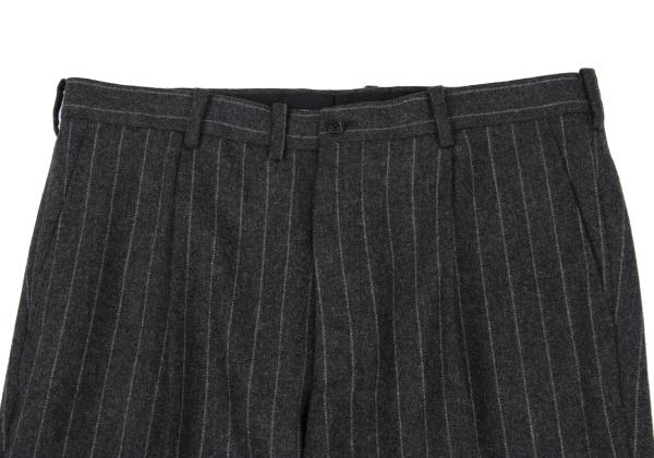 【中古】 パパスPapas カシミヤ混ウールタックストライプパンツ グレー52LL【メンズ】