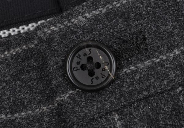 【中古】 パパスPapas カシミヤ混ウールタックストライプパンツ グレー52LL【メンズ】