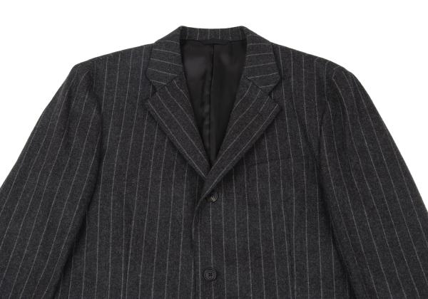 【中古】 パパスPapas カシミヤ混ウールストライプセットアップスーツ グレー50L 52LL【メンズ】