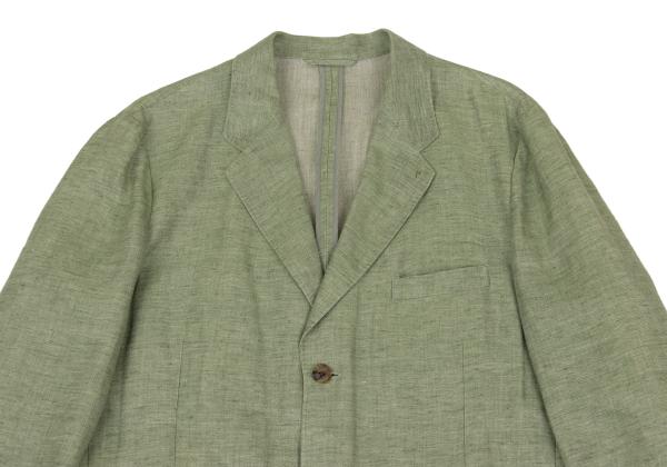 【中古】 パパスPapas リネンテーラードジャケット 黄緑50L【メンズ】