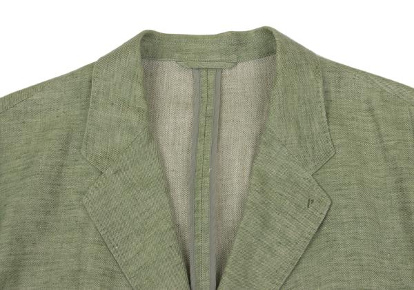 【中古】 パパスPapas リネンテーラードジャケット 黄緑50L【メンズ】