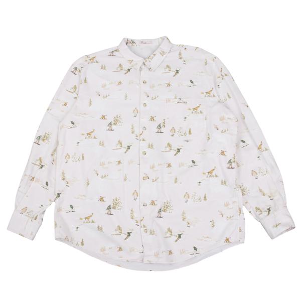 【中古】 パパスPapas スキープリント長袖シャツ 薄ピンク50L【メンズ】