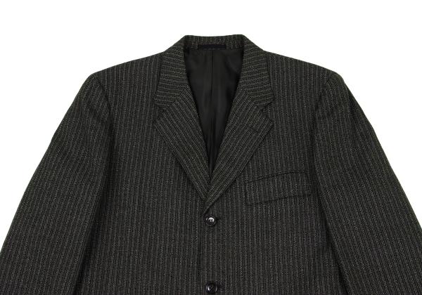 【中古】 コムデギャルソン オムCOMME des GARCONS HOMME ウールストライプ織りセットアップ カーキM【メンズ】
