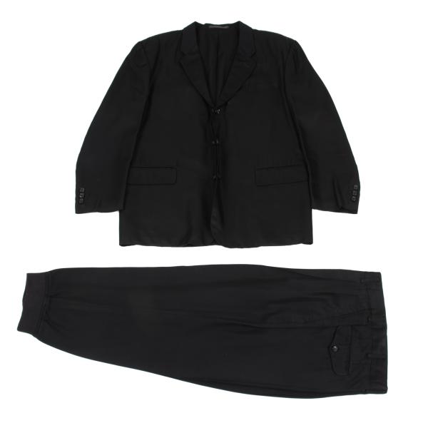 【中古】 コムデギャルソン オムCOMME des GARCONS HOMME シャイニーダブルフェイスセットアップ 黒M S【メンズ】