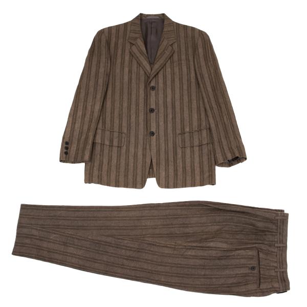 【中古】 ワイズフォーメンY's for men リネンストライプセットアップ モカブラウンM S【メンズ】