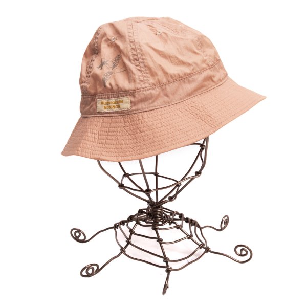 【中古】 マドモアゼルノンノンMademoiselle NON NON ナイロンバードプリントバケットハット アプリコ..
