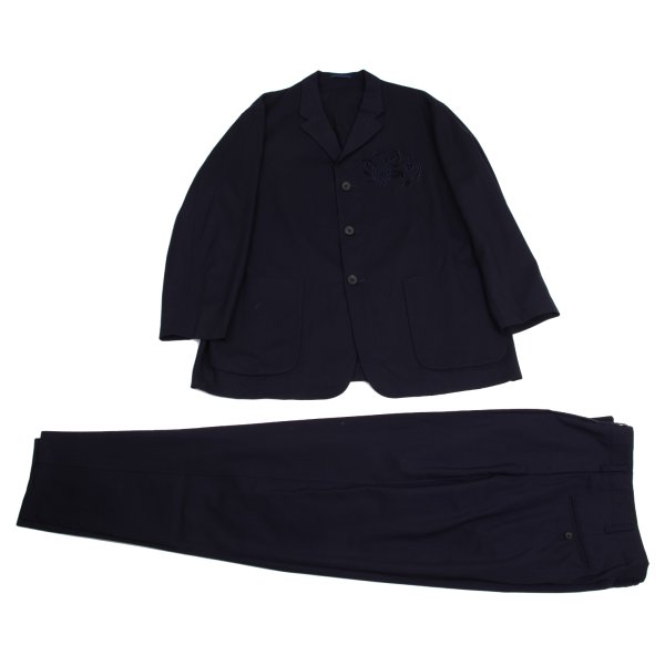 【中古】 ワイズフォーメンY's for men サマーウールフラワーカッティングセットアップ 紺M S【メンズ】