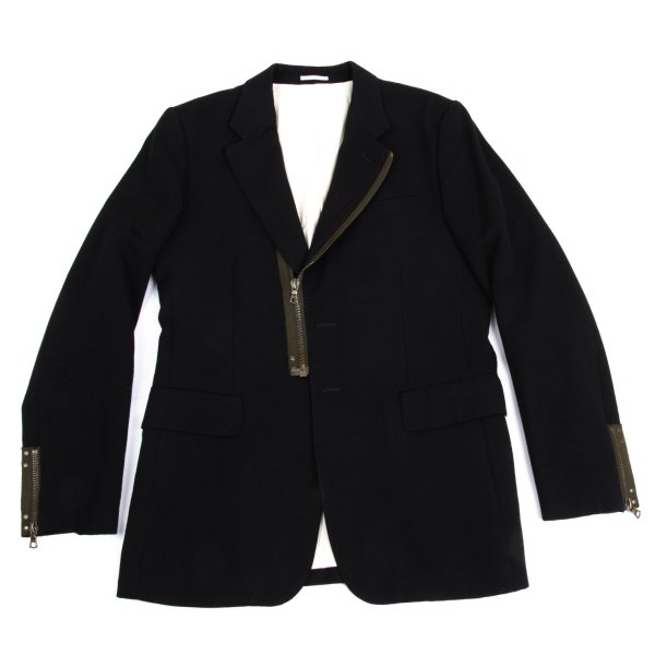 【中古】 ポールスミスPaul Smith ウールジップデザインテーラードジャケット 黒XL【メンズ】