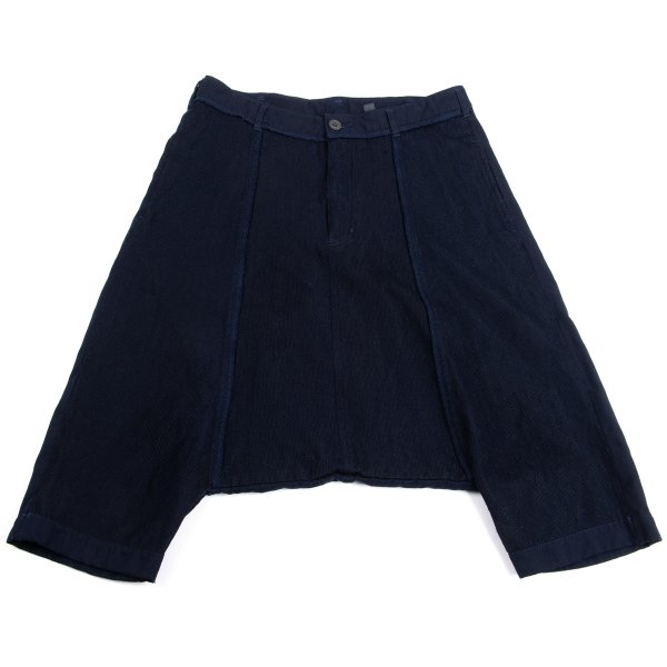 【中古】 コムコム コムデギャルソンCOMME des GARCONS ポリフロントインサイドアウトサルエルパンツ 紺S【レディース】