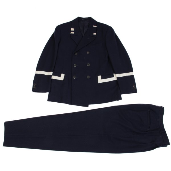 【中古】 ヨウジヤマモト プールオムYohji Yamamoto POUR HOMME テーピングウールダブルジャケットセットアップ 紺S【メンズ】