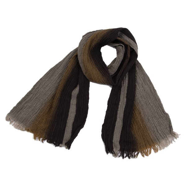 【中古】 プランテーションPlantation コットングラデーション織りフリンジストール 茶ベージュ【レデ..