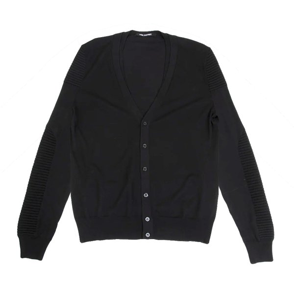 【中古】 ニールバレットNeil Barret リブ編み切替ニットカーディガン 黒L【メンズ】