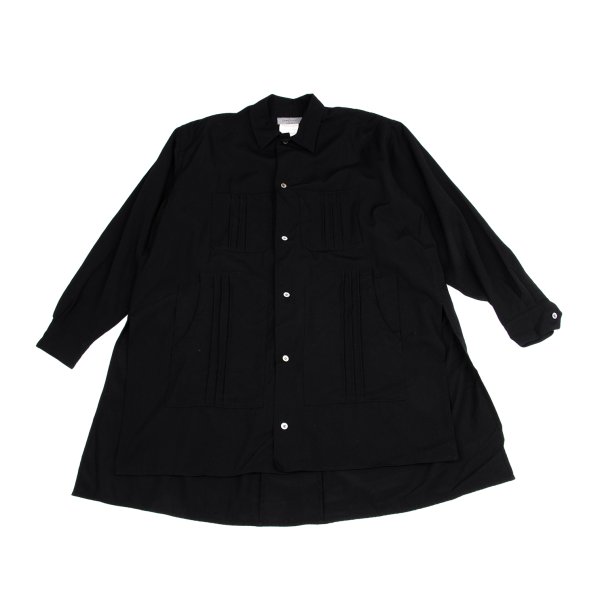 Rakuten - 【中古】 ヨウジヤマモト プールオムYohji Yamamoto POUR HOMME ウールピンタックポケットシャツジャケット 黒M位【メンズ】