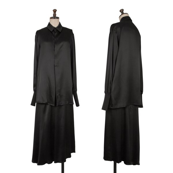 【中古】 ヨウジヤマモト ノアールYohji Yamamoto NOIR シルクリブデザインセットアップ 黒2【レディー..