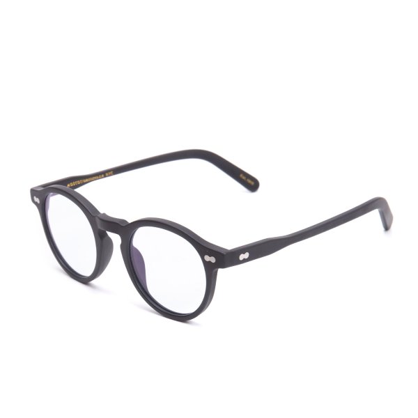 【中古】 モスコットMOSCOT MILTZEN ラウンドフレーム伊達メガネ 黒46□22-145【メンズ】