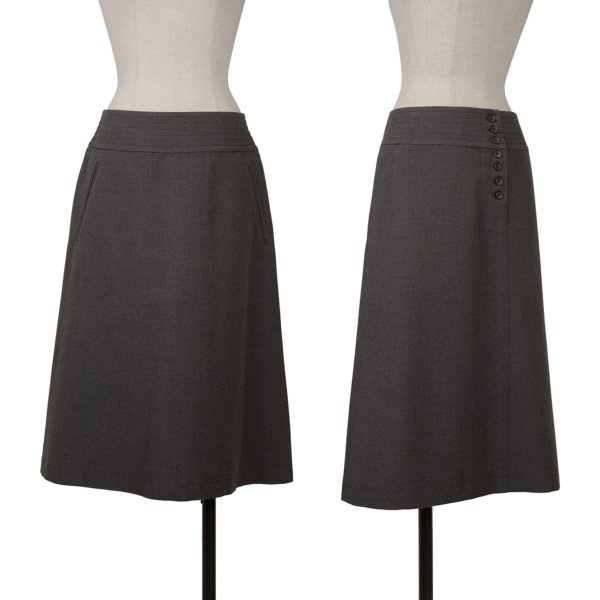 【中古】 マーガレットハウエルMARGARET HOWELL ウールコットンバックボタンスカート チャコール2【レディース】