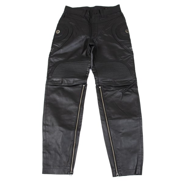 【中古】 ヨシユキコニシYOSHIYUKI KONISHI 切替デザインレザーバイカーパンツ 黒2【メンズ】(4)