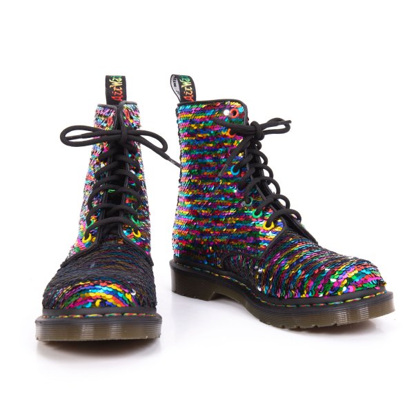  ドクターマーチンDr.Martens 1460 PASCAL SEQUIN レインボースパンコール8ホールブーツ マルチUK5(24cm位)