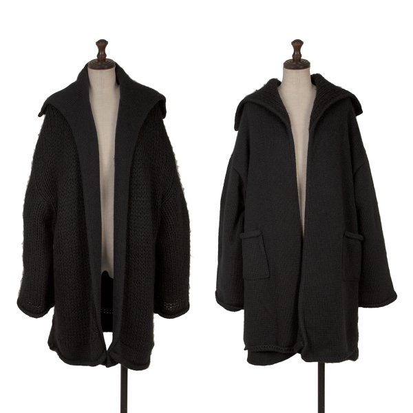 Jumper, Blouson - 【中古】 ヨウジヤマモトファムYohji Yamamoto FEMME アルパカリバーシブルローゲージニットジャケット 黒3【レディース】