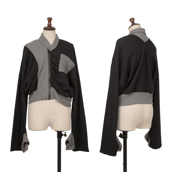  ヴィヴィアンウエストウッド レッドレーベルVivienne Westwood Red Label ウールバイカラーニットブルゾン 黒グレーS