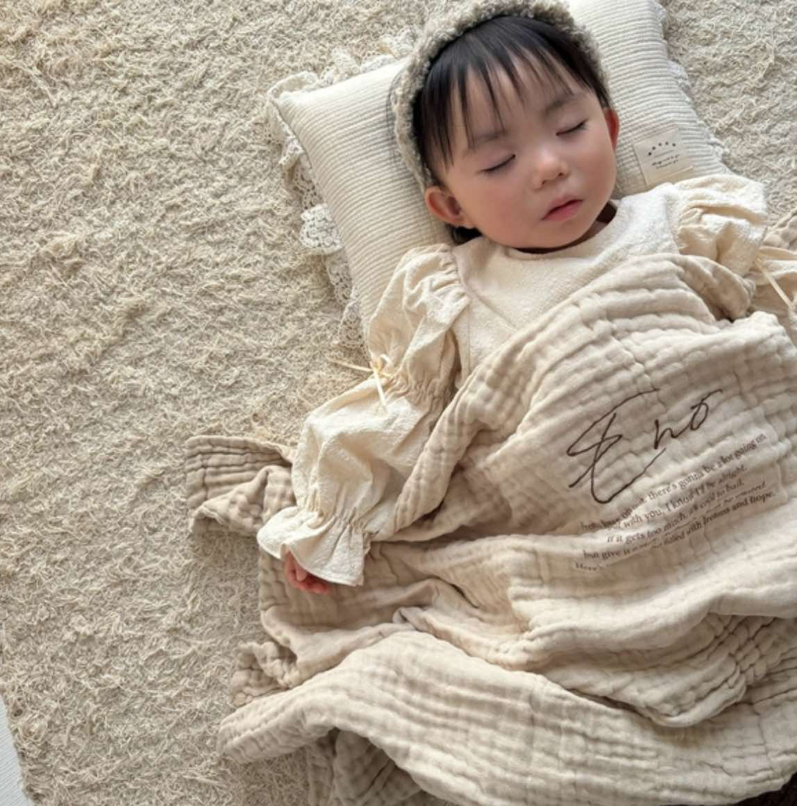 3営業日発送 名入れガーゼブランケット　コットン100%　6層　6層ガーゼ　通年用　おくるみ　出産祝い　出産準備　名入れギフト　名入れ　名入れプレゼント　ガーゼケット　中厚手　綿100％　バスタオル　ガーゼタオル 2