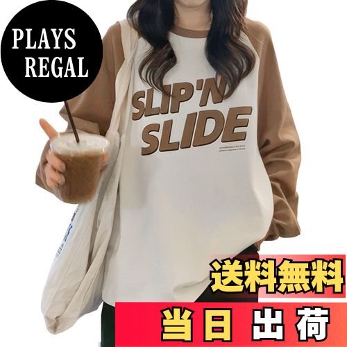 【送料無料】[MilaCorinna] レディース トレーナー 長袖 スウェット 薄手 英字 プリント トップス ラグ..