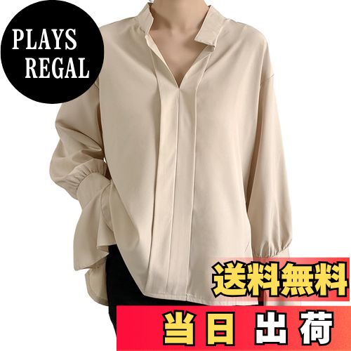 【送料無料】[JLBOCMGT] ブラウス レディース シフォンブラウス 長袖 vネック フレアスリーブ トップス ゆったり エレガント フォーマル 普段着 上品 カジュアル 無地 かわいい 着痩せ 通勤 春 秋 冬 色：アプリコット、サイズ：Free Size