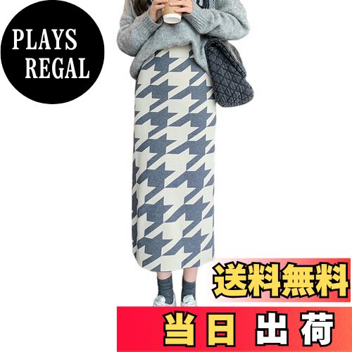 【送料無料】[MaadeaNoeTe] ニットスカート レディース 千鳥格子 ハイウェスト 半身スカート ロングス..