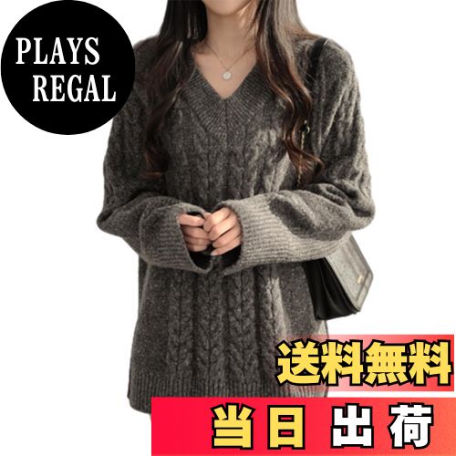 【送料無料】[CCGGOWMM] セーター レディース カットソー 長袖 ゆったり vネック ニットトップス ケー..