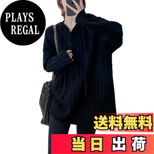 【送料無料】[CCGGOWMM] セーター レディース リブセーター カットソー 長袖 ゆったり フード付き ニッ..