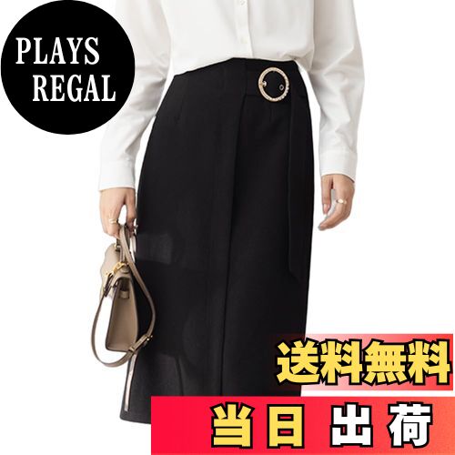 【送料無料】[Vmiutyer LLOP] タイトスカート レディース 膝丈 ベルト 付き ファスナー 4色展開 ミドル丈 ラップ オフィス カジュアル ビジネス ミモレ丈 ボトムス 通勤 OL 色：ブラック、サイズ：M