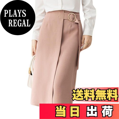 【送料無料】[Vmiutyer LLOP] タイトスカート レディース 膝丈 ベルト 付き ファスナー 4色展開 ミドル丈 ラップ オフィス カジュアル ビジネス ミモレ丈 ボトムス 通勤 OL 色：ピンク、サイズ：L