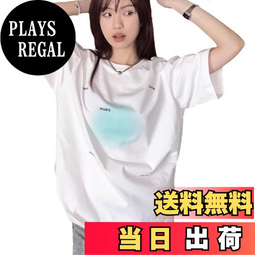 【送料無料】[Vmiutyer LLOP] tシャツ レディース 半袖 綿100 ロング ゆったり ビックtシャツ ロゴ 白 ..