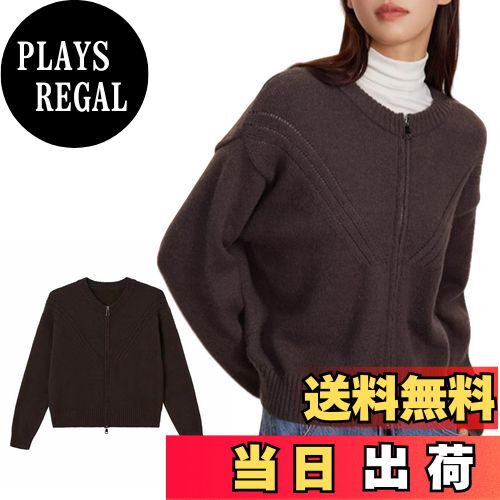 【送料無料】[Vmiutyer LLOP] ジップアップ ニット カーディガン レディース ツーウェイジッパー ミデ..