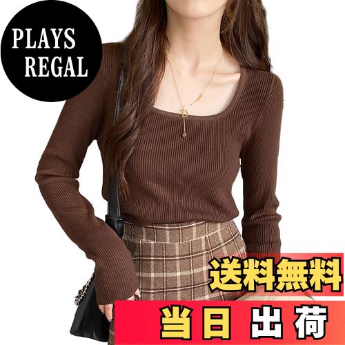 【送料無料】[MEME XTRA] セーター レディース ニット スクエアネック 長袖 薄手 カットソー リブニッ..