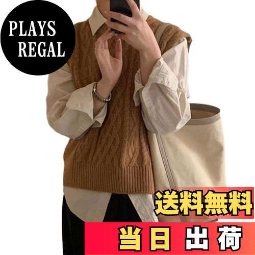 【送料無料】[MEME XTRA] ニットベスト レディース 無地 ケーブル編み クルーネック セーターベスト 袖..