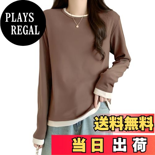 【送料無料】[MEME XTRA] レディース トップス 長袖 Tシャツ プルオーバー トレーナー フェイクレイヤ..