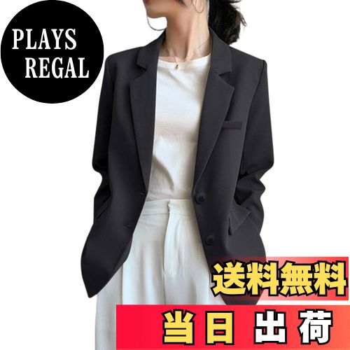 【送料無料】[Leadamon-oee] ジャケット レディース テーラードジャケット スーツ アウター 肩パット入り ブレザー フォーマル 長袖 羽織 トップス おしゃれ 裏地付き コート 大きいサイズ ゆったり 体型カバー 着痩せ オフィス 春 秋 冬 色：ブラック、サイズ：XL